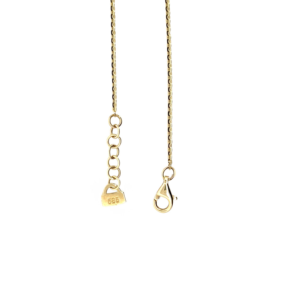 14k Gold Necklace with Circle Enamel Pendant, Adjustable 17.5 to 18.5 Inches