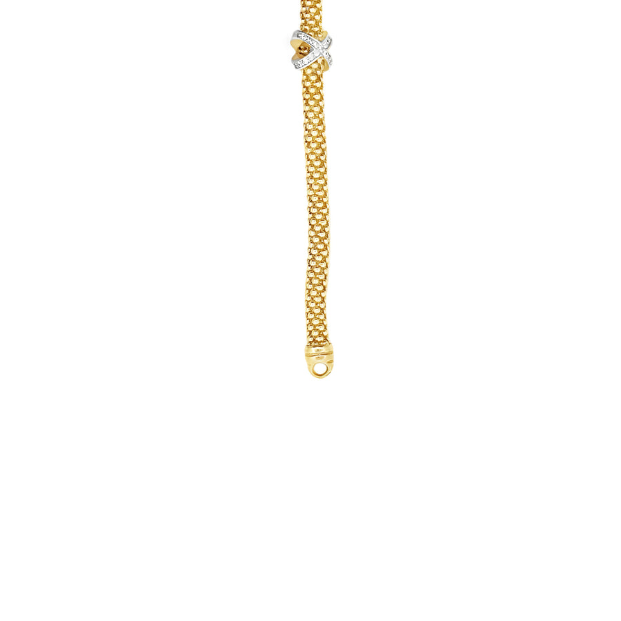 Bracelet Popcorn X with CZ in 14K Gold for Women