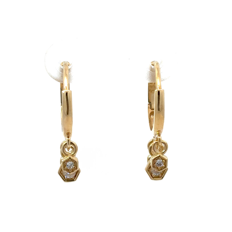 14k Gold Earrings with Cubic Zirconia for Women and Babies