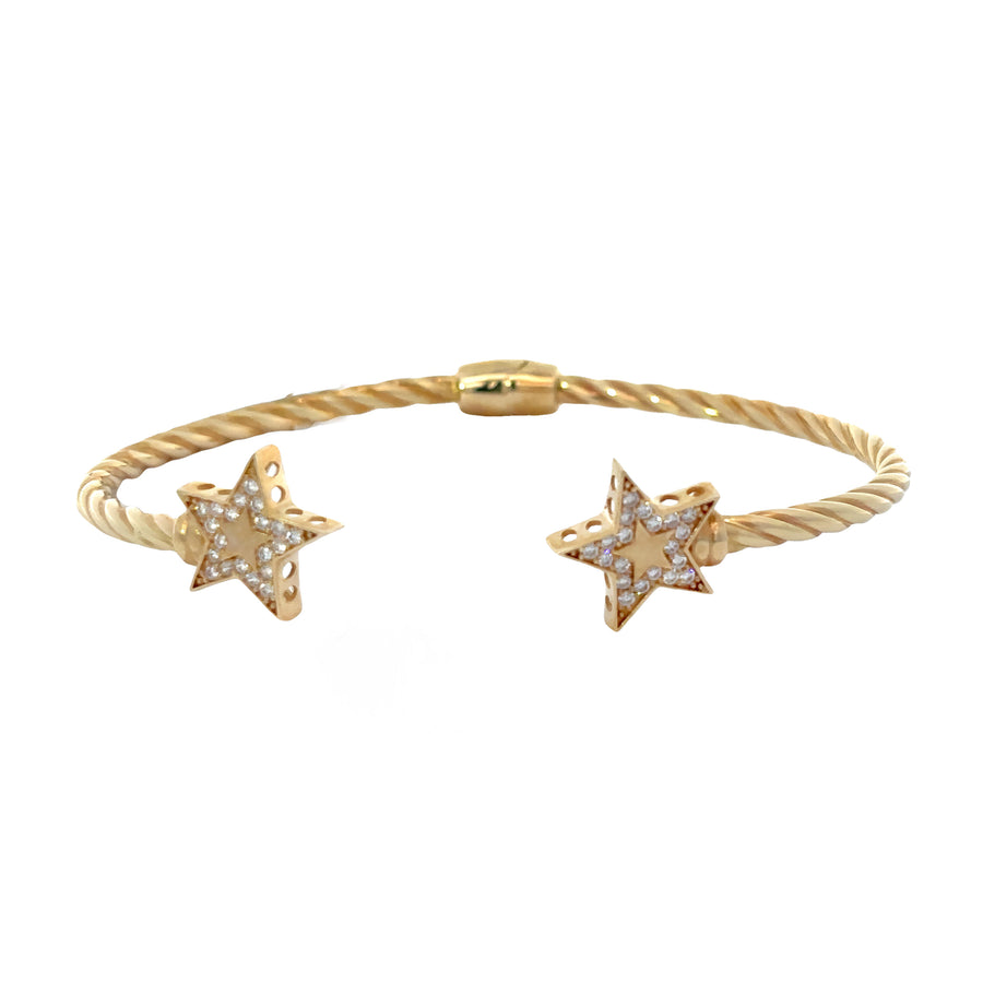 14k Open Bangle with Stars