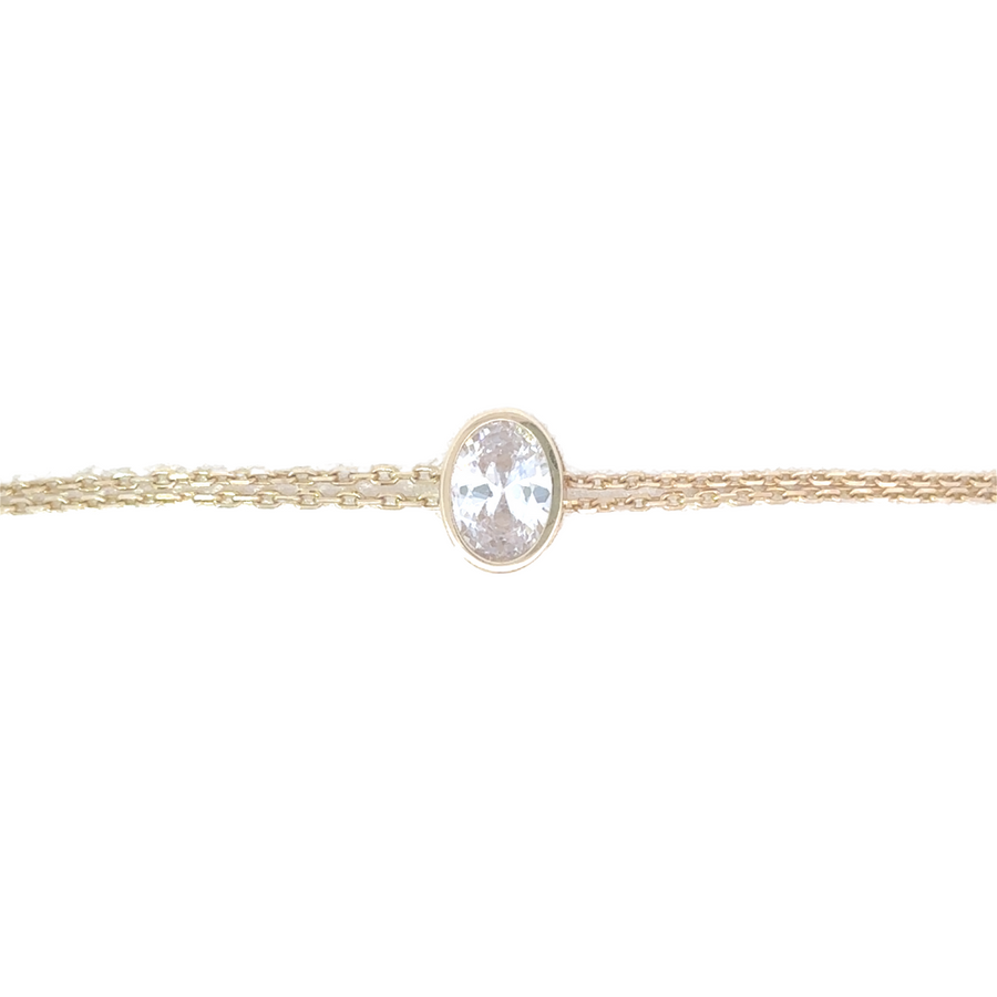 close-up of thin gold bracelet for women