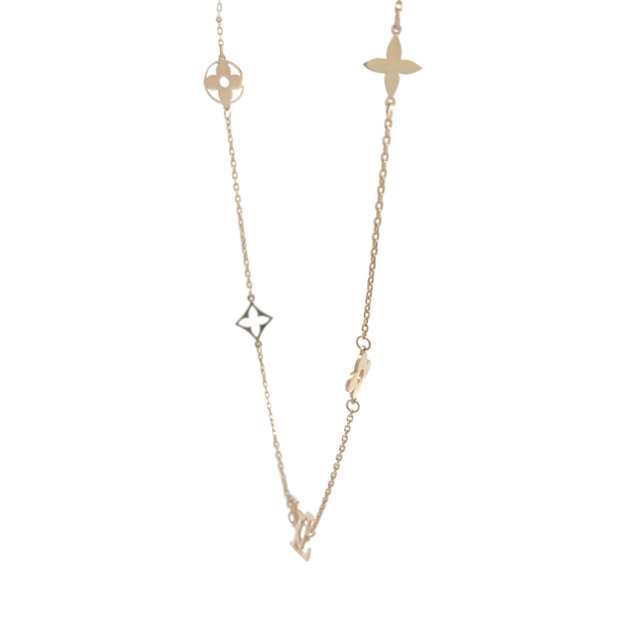 Model wearing the 14k gold chain, showing the chain's adjustable length and versatility