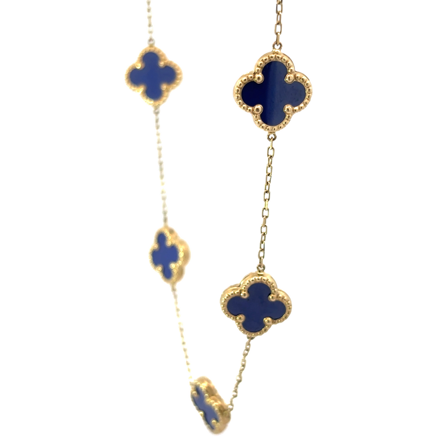 Model wearing the 14k gold necklace, showcasing the elegant design and its fit around the neck.