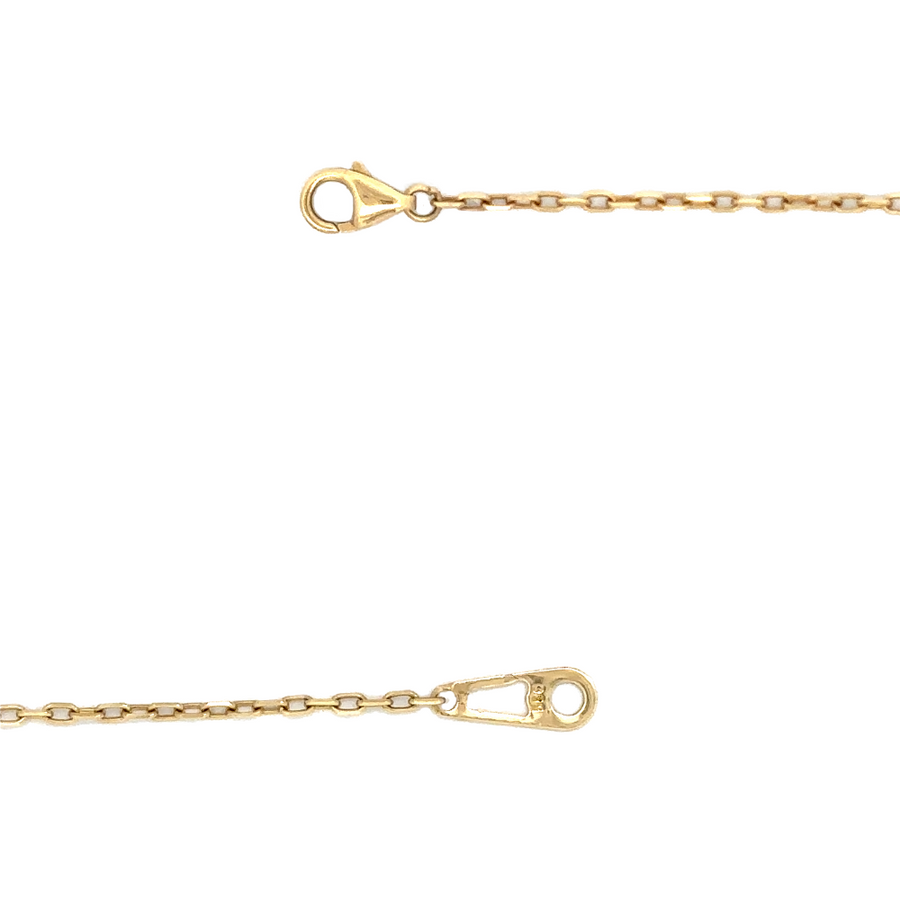 Flat lay of the gold necklace with nine blue stones, emphasizing the vibrant stones and gold craftsmanship