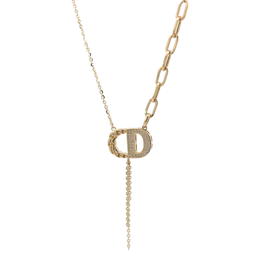 Close-up image of the 14k gold necklace with sparkling cubic zirconia stones, highlighting its radiant shine