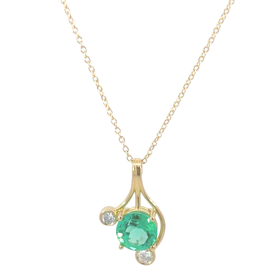 Adjustable gold chain necklace with emerald for women