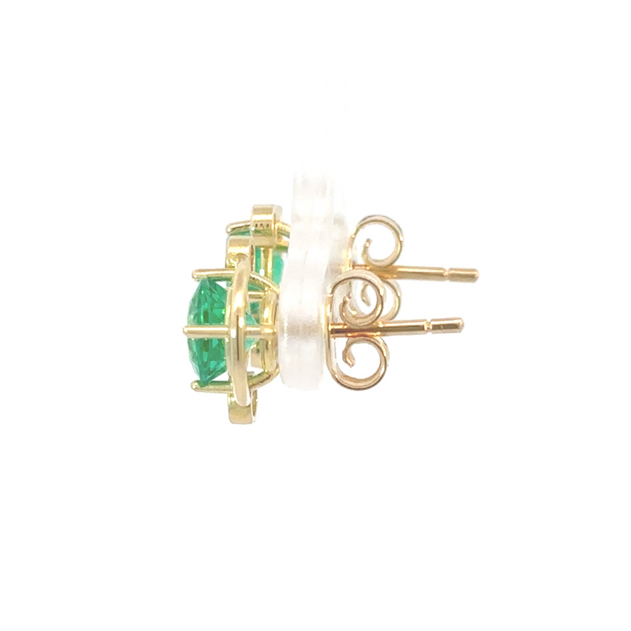 Elegant women’s gold stud earrings with green gemstone