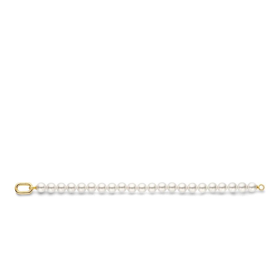 TI SENTO - Milano Gold-Plated Pearl Bracelet with Signature Link Lock, Model 23036YP