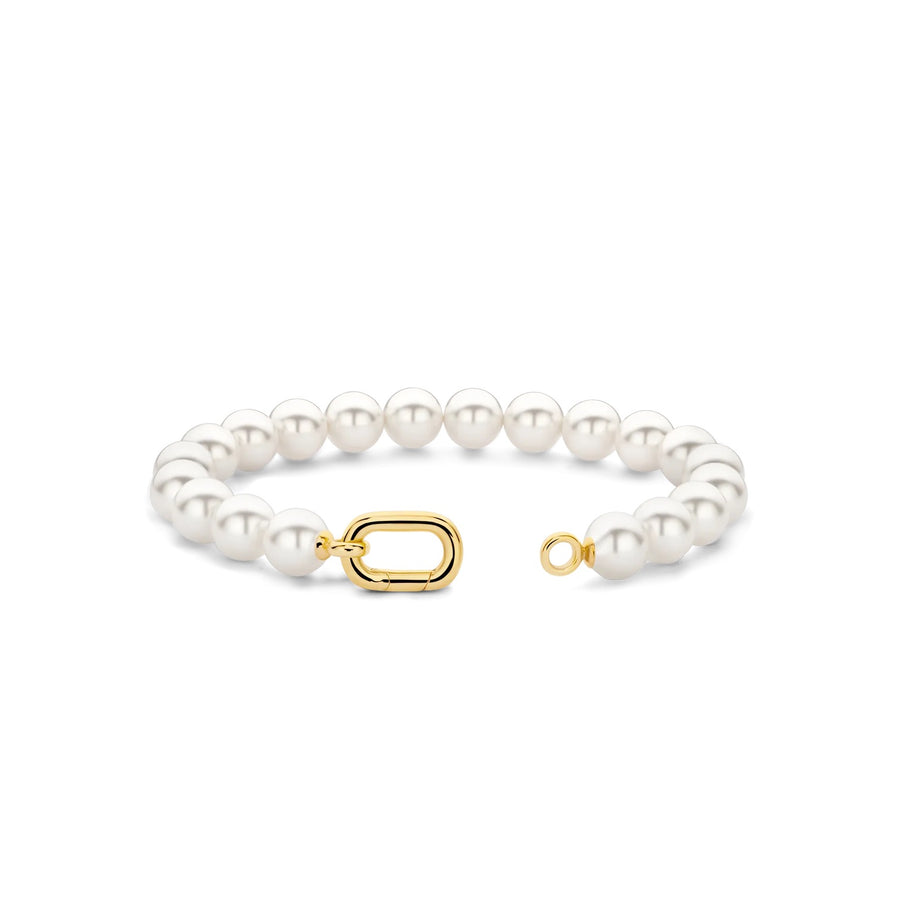 TI SENTO - Milano Gold-Plated Pearl Bracelet with Signature Link Lock, Model 23036YP