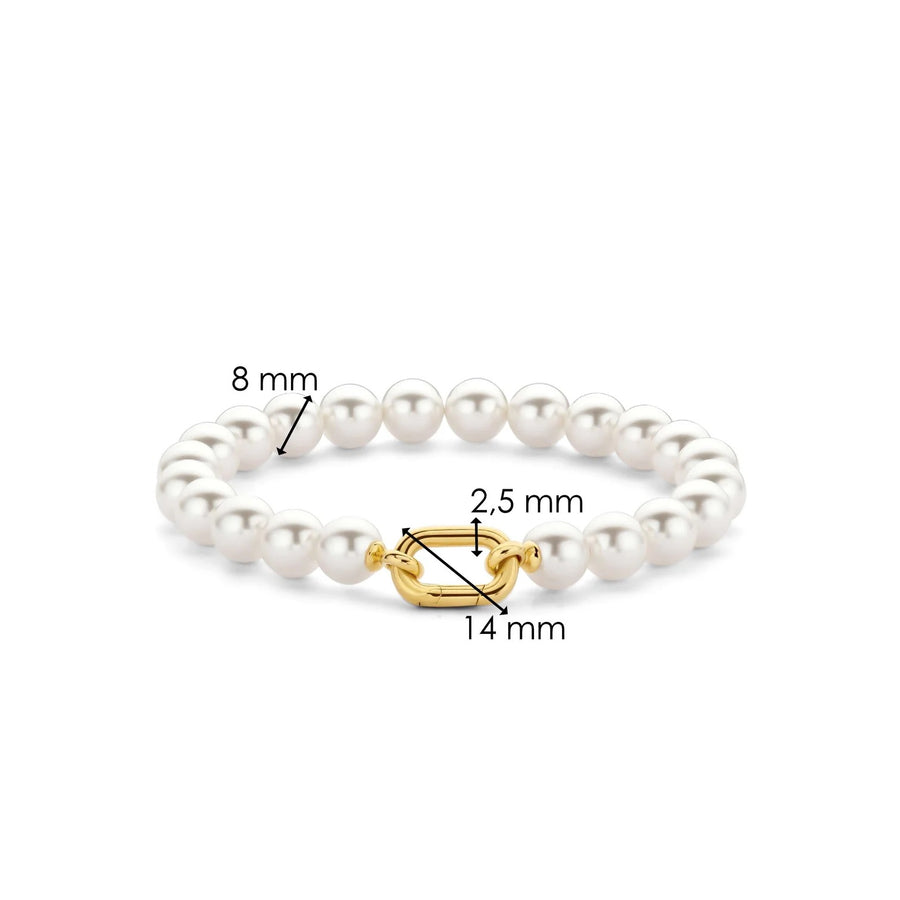 TI SENTO - Milano Gold-Plated Pearl Bracelet with Signature Link Lock, Model 23036YP