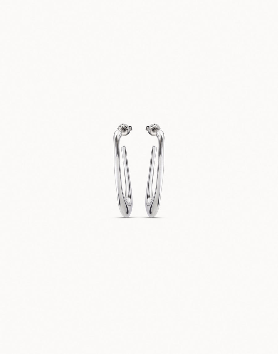 UNOde50 Sterling Silver-Plated Oval Hoop Earrings - EAR IN METAL CLAD W SILVER