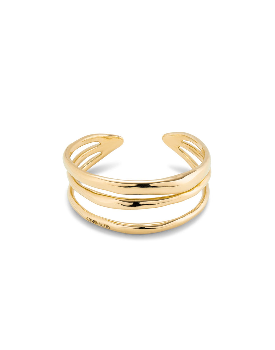 UNOde50 Electrik Bangle - Triple Rigid Sterling Silver-Plated and 18K Gold-Plated Bracelet