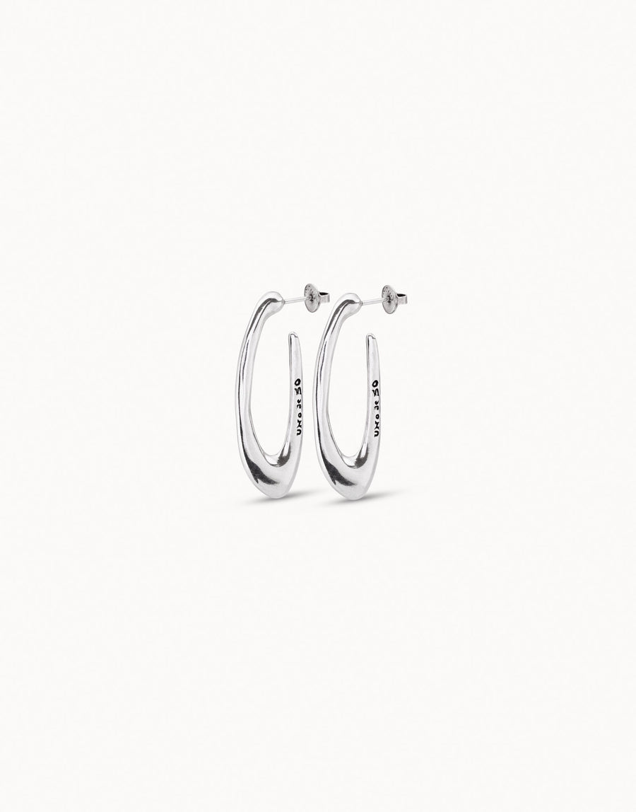 UNOde50 Sterling Silver-Plated Oval Hoop Earrings - EAR IN METAL CLAD W SILVER