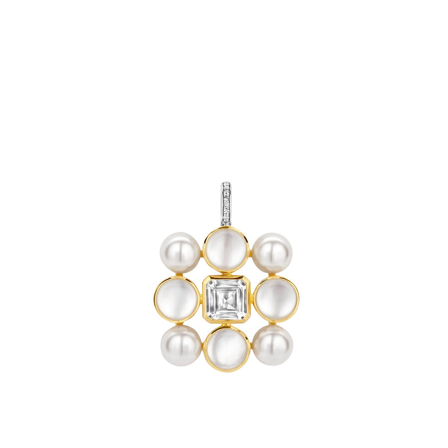 TI SENTO - Milano Gold-Plated Pearl Flower Pendant, Model 6827YP