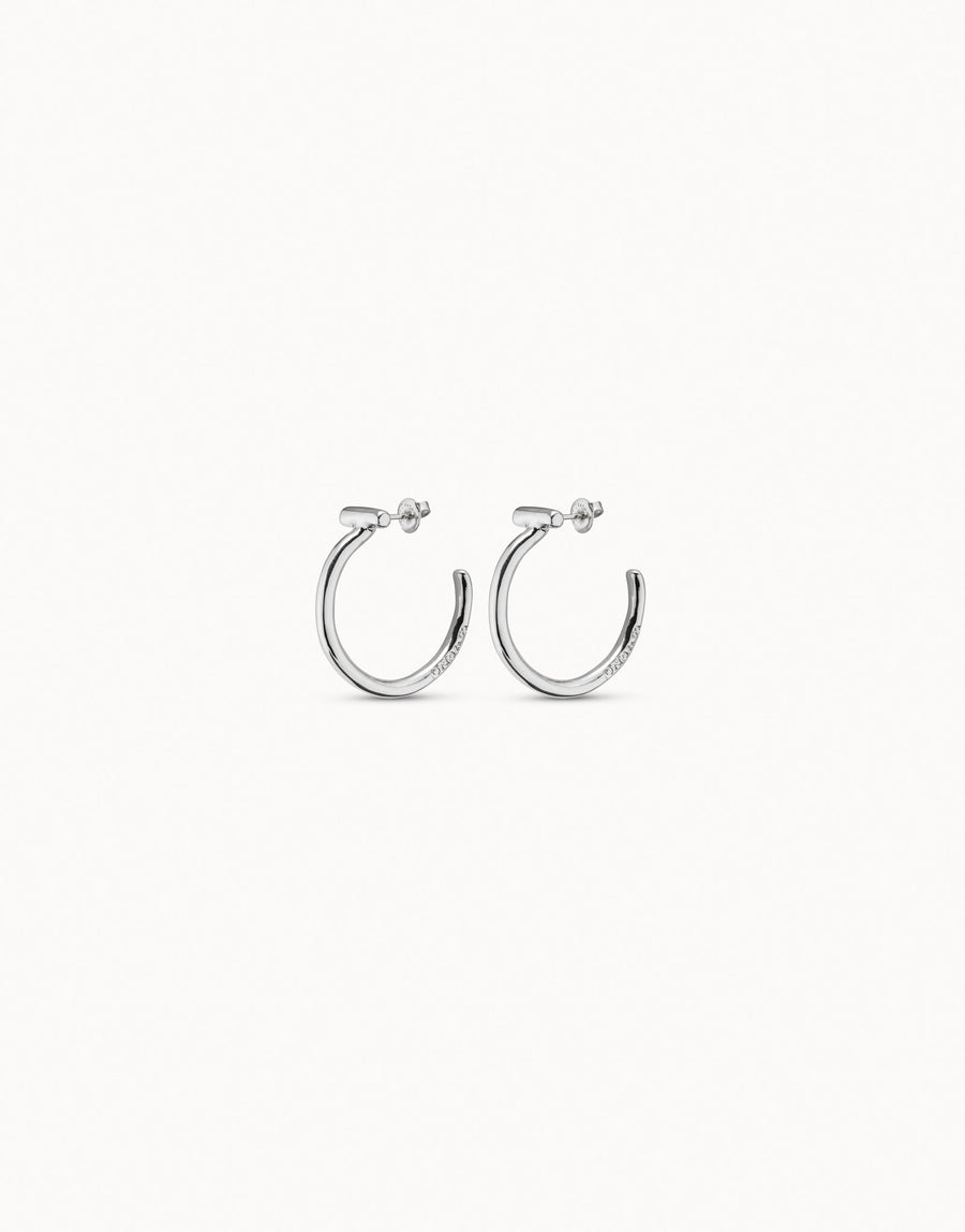 UNOde50 Sterling Silver-Plated Round Earrings - EAR IN METAL CLAD W SILVER