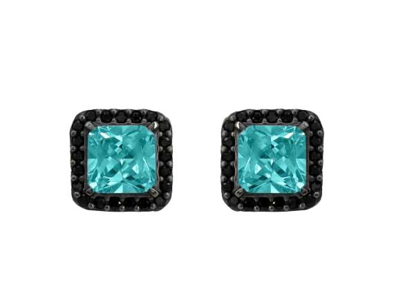 BOHEMME BASICS Silver Earrings with Black Spinels and Paraiba Quartz Doublet