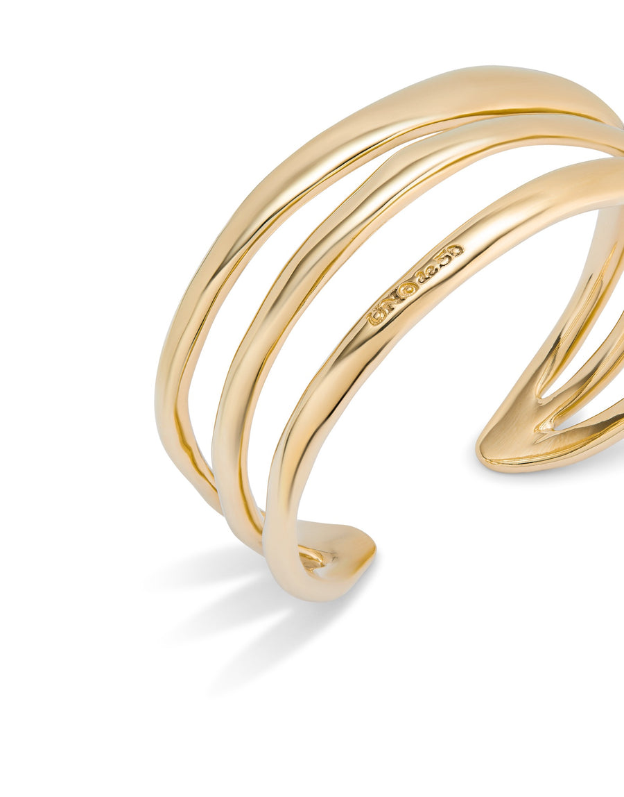 UNOde50 Electrik Bangle - Triple Rigid Sterling Silver-Plated and 18K Gold-Plated Bracelet