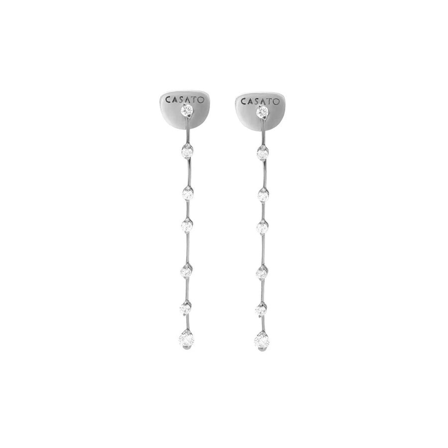 18kt White Gold Maureen Sahara Line Chandelier Earrings with 14 Diamonds