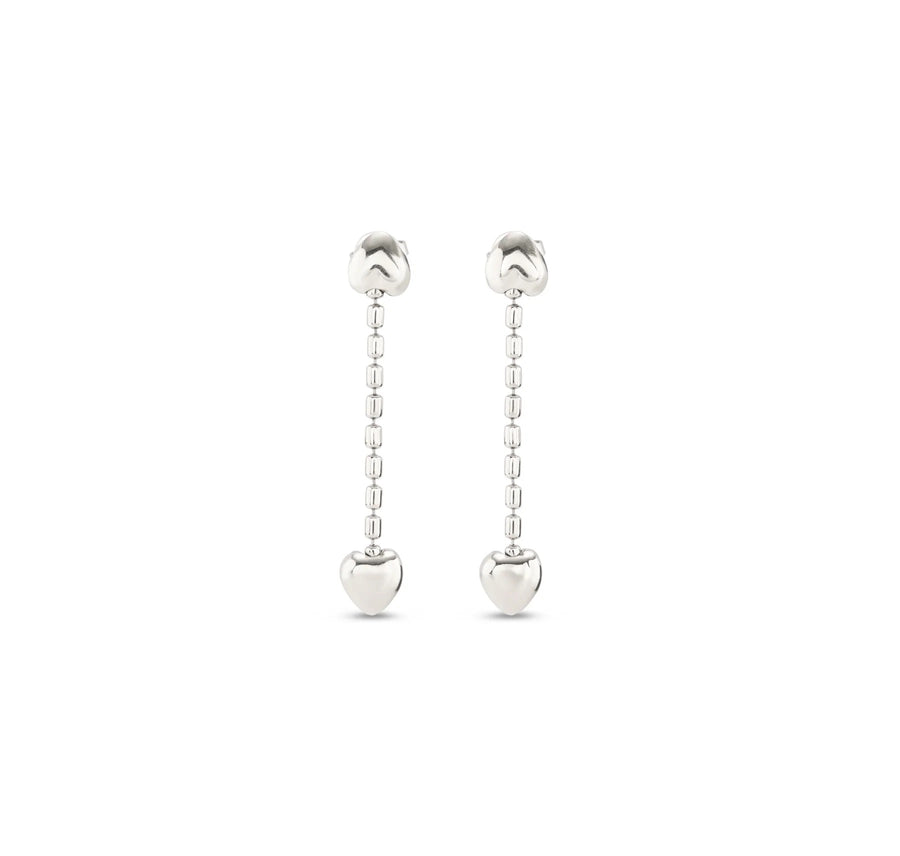 UNOde50 Cupido Earrings with Chain Drops and Heart Pendants