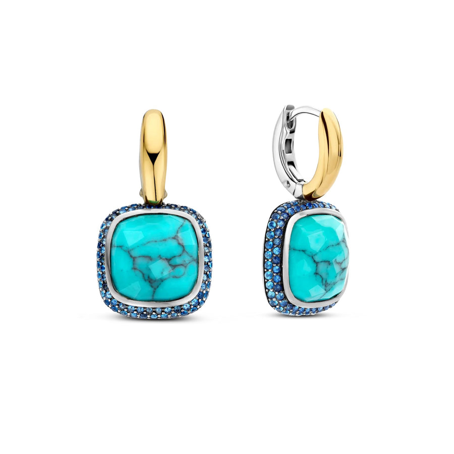 TI SENTO Gold-Plated Turquoise Cushion Earrings - 7968TQ