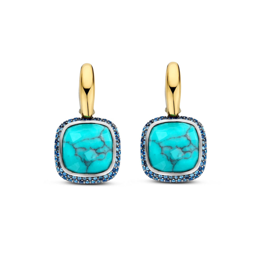 TI SENTO Gold-Plated Turquoise Cushion Earrings - 7968TQ