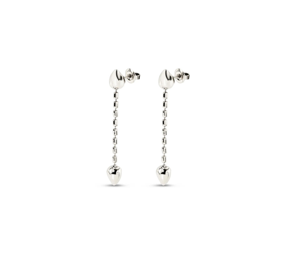 UNOde50 Cupido Earrings with Chain Drops and Heart Pendants