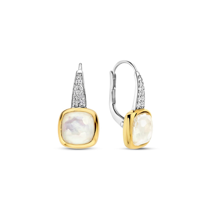 TI SENTO Gold-Plated Mother of Pearl Cushion Earrings - 7969MW