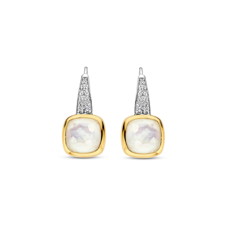 TI SENTO Gold-Plated Mother of Pearl Cushion Earrings - 7969MW