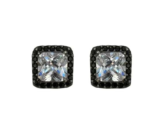 BOHEMME BASICS Earrings in Silver with Black Spinels and White Cubic Zirconia