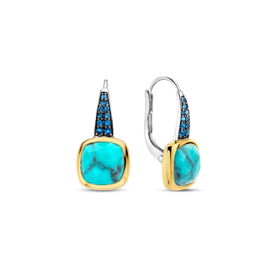 TI SENTO Gold-Plated Turquoise Cushion Earrings - 7969TQ