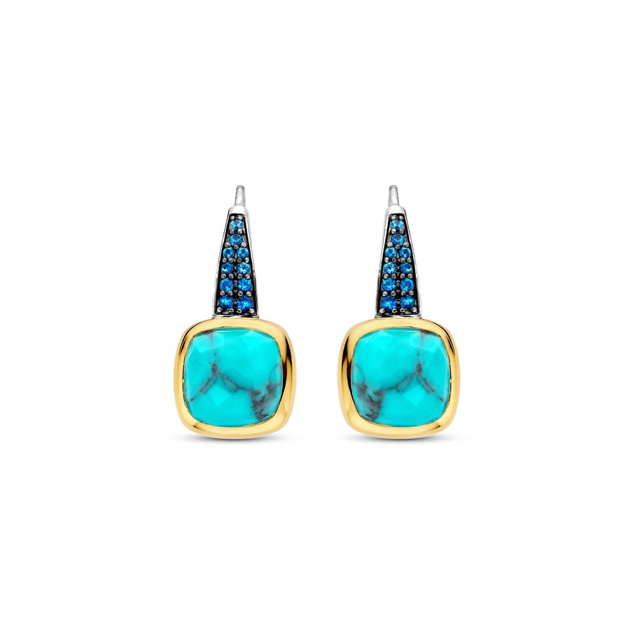 TI SENTO Gold-Plated Turquoise Cushion Earrings - 7969TQ