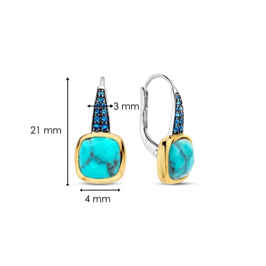 TI SENTO Gold-Plated Turquoise Cushion Earrings - 7969TQ