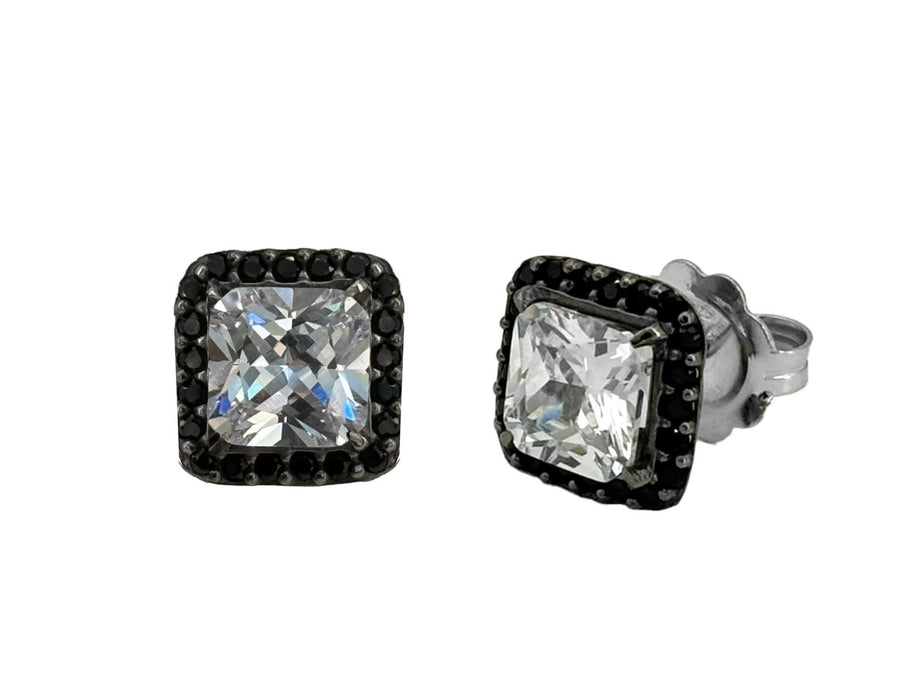 BOHEMME BASICS Earrings in Silver with Black Spinels and White Cubic Zirconia