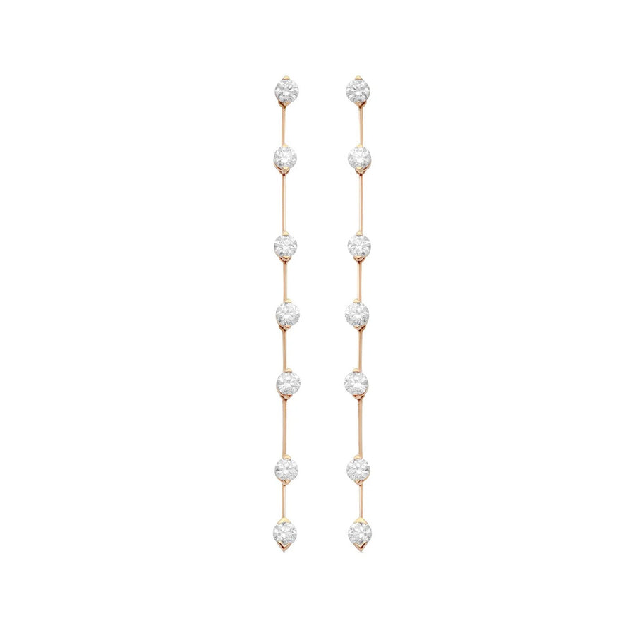 18kt Rose Gold Maureen Sahara Line Drop Earrings with 14 Diamonds