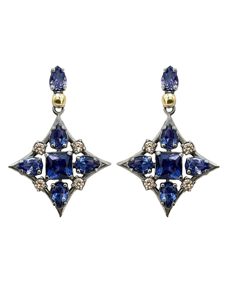 BOHEMME Silver and Gold Earrings with Colorful Zirconia