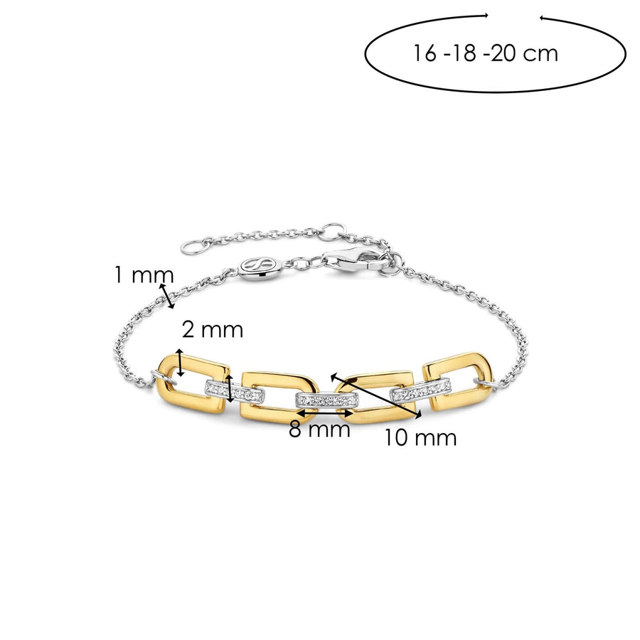 TI SENTO Gold-Plated Chain Bracelet with Cubic Zirconia - 23032ZY