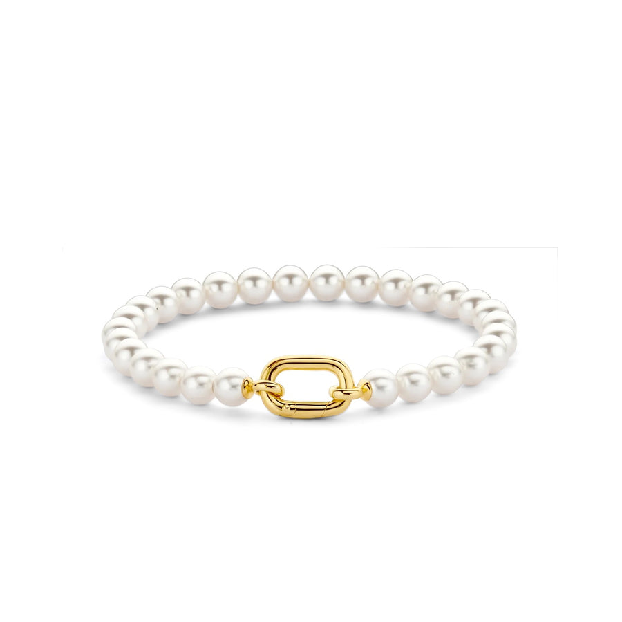 TI SENTO Gold-Plated Pearl Bracelet with Yellow Gold Signature Link - 23037YP