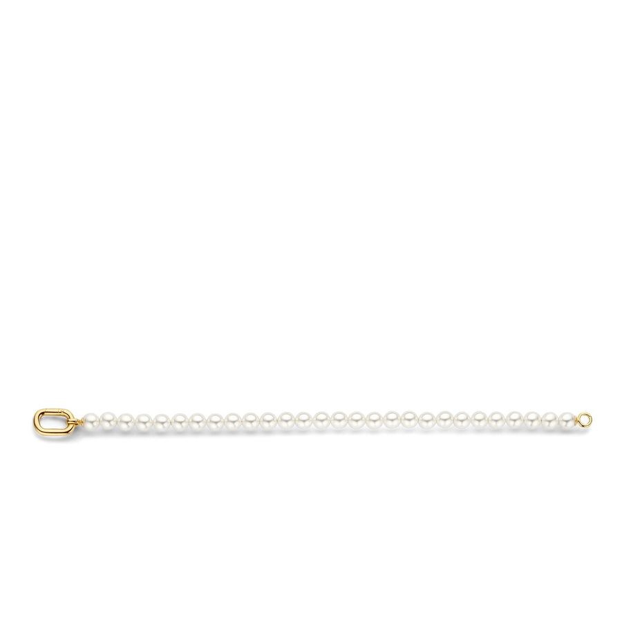 TI SENTO Gold-Plated Pearl Bracelet with Yellow Gold Signature Link - 23037YP