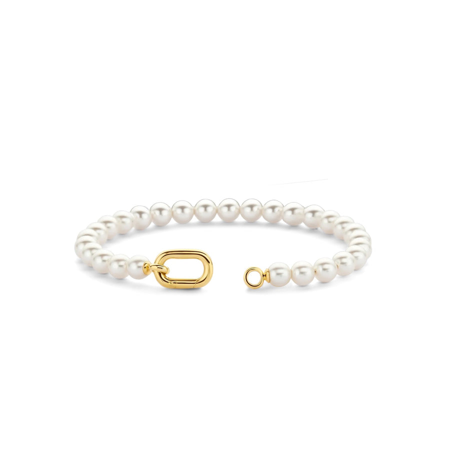 TI SENTO Gold-Plated Pearl Bracelet with Yellow Gold Signature Link - 23037YP