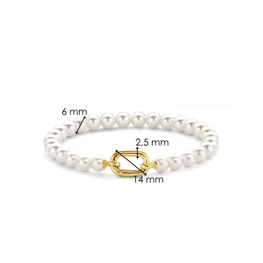 TI SENTO Gold-Plated Pearl Bracelet with Yellow Gold Signature Link - 23037YP