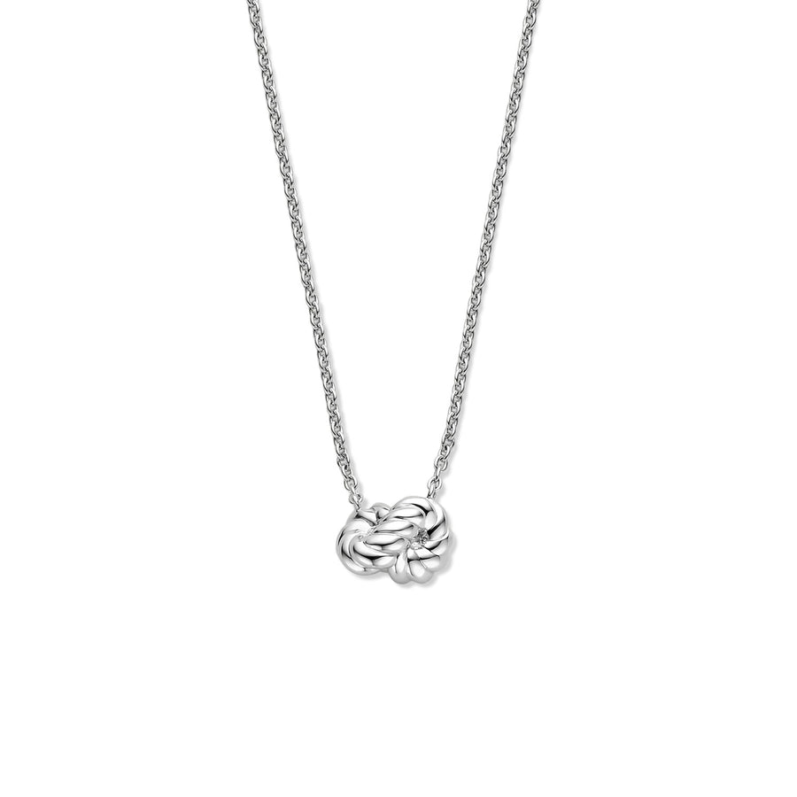 TI SENTO - Milano 925 Sterling Silver Platinum Plated Twisted Rings Necklace