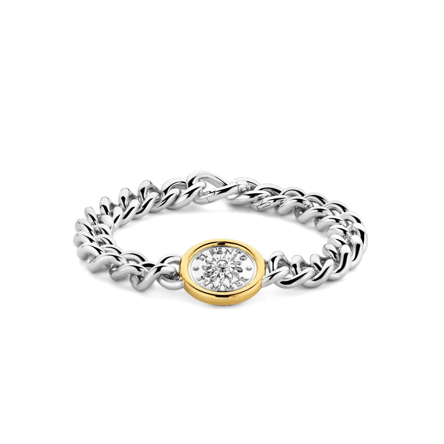 TI SENTO Gold-Plated Link Bracelet with Sun Symbol and Cubic Zirconia - 23038ZY