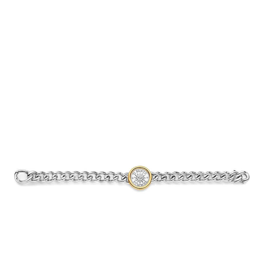 TI SENTO Gold-Plated Link Bracelet with Sun Symbol and Cubic Zirconia - 23038ZY