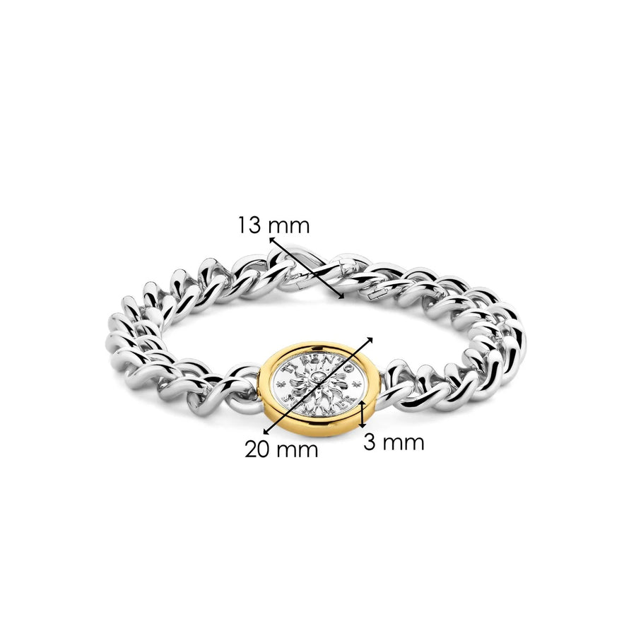 TI SENTO Gold-Plated Link Bracelet with Sun Symbol and Cubic Zirconia - 23038ZY