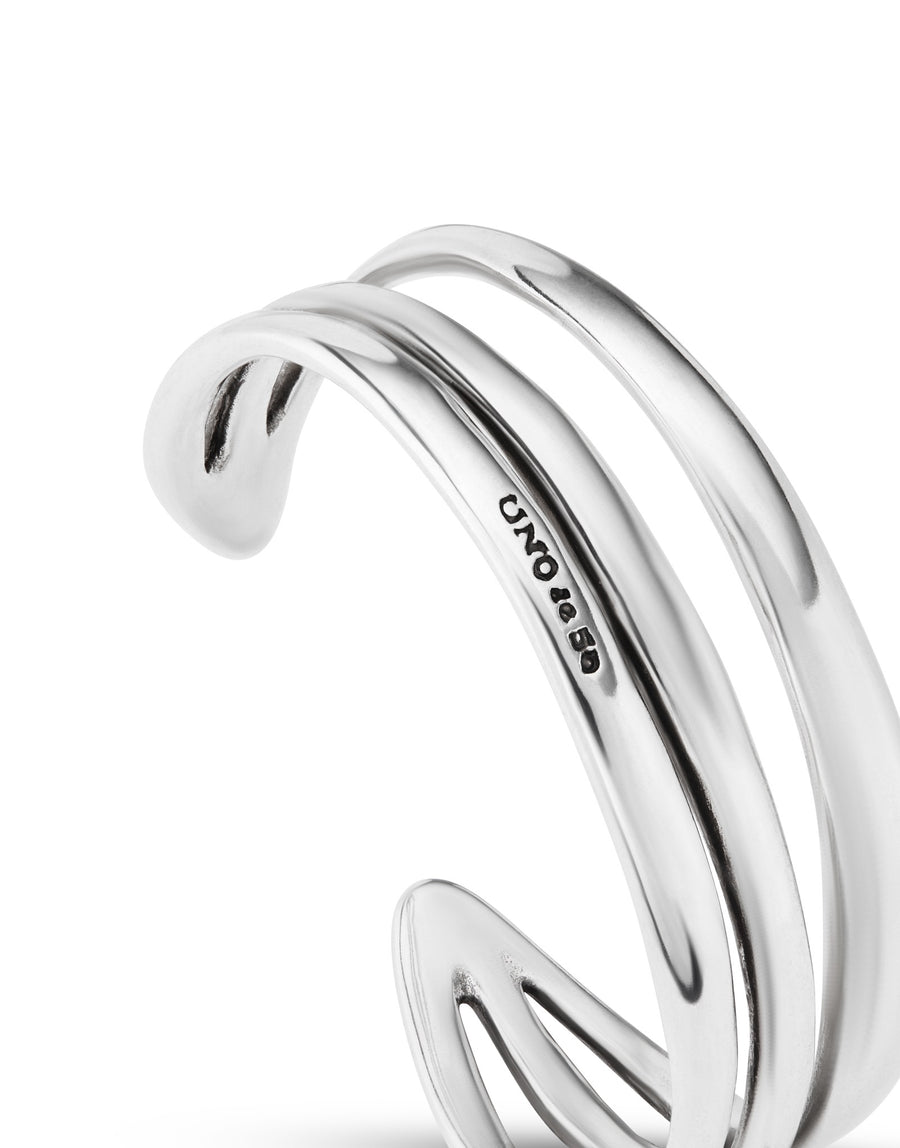 UNOde50 Electrik Bangle - Triple Rigid Sterling Silver-Plated and 18K Gold-Plated Bracelet