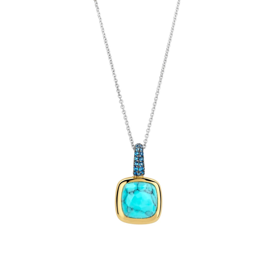 TI SENTO Silver Pendant with Turquoise Cushion Stone - 6829TQ