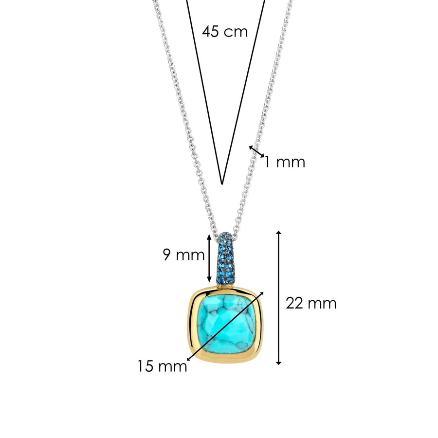 TI SENTO Silver Pendant with Turquoise Cushion Stone - 6829TQ