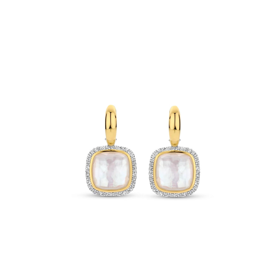 TI SENTO Gold-Plated Earrings with Mother of Pearl - 7968MW