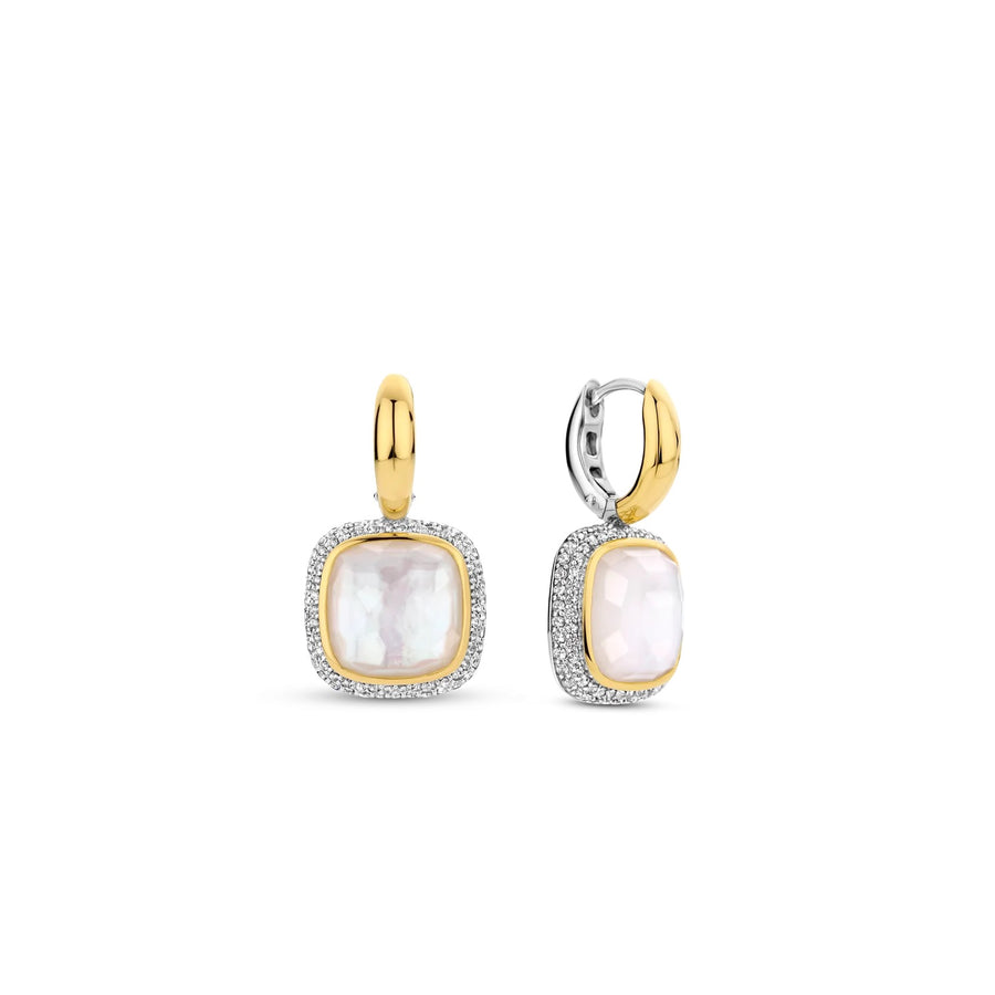 TI SENTO Gold-Plated Earrings with Mother of Pearl - 7968MW