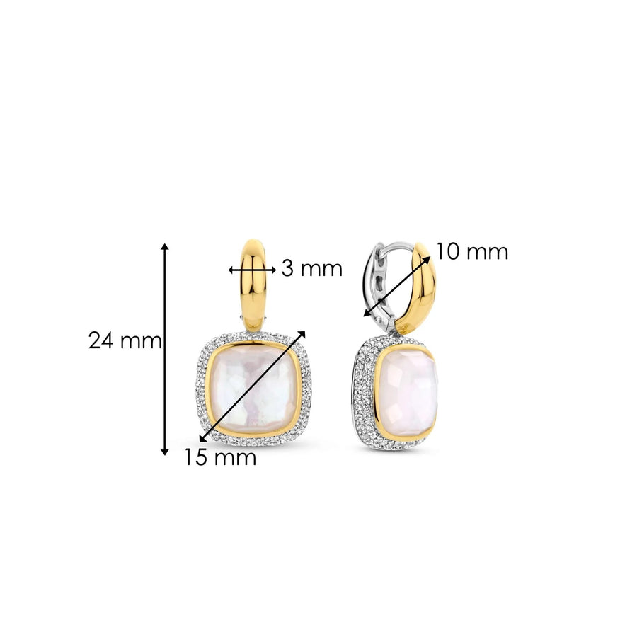 TI SENTO Gold-Plated Earrings with Mother of Pearl - 7968MW